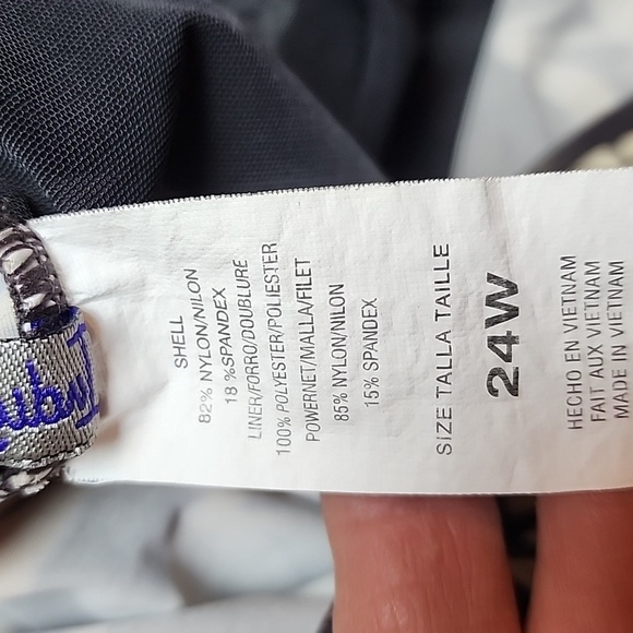 Indigo Bay Size 24W Black and Cream Swimsuit with Floral Design Skirted Front - Picture 6 of 7